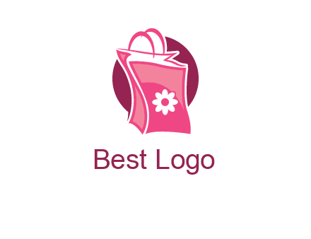 3D shopping bag in circle logo