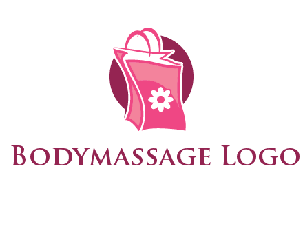 3D shopping bag in circle logo