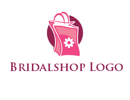 3D shopping bag in circle logo