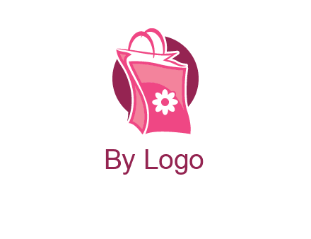 3D shopping bag in circle logo