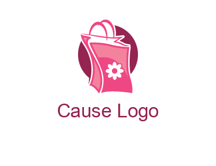 3D shopping bag in circle logo