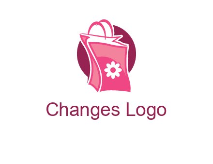 3D shopping bag in circle logo