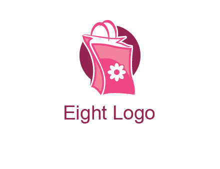 3D shopping bag in circle logo