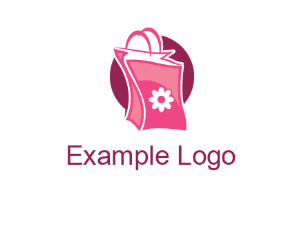 3D shopping bag in circle logo