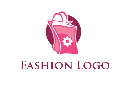 3D shopping bag in circle logo