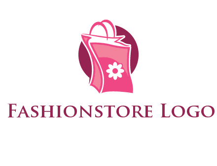 3D shopping bag in circle logo