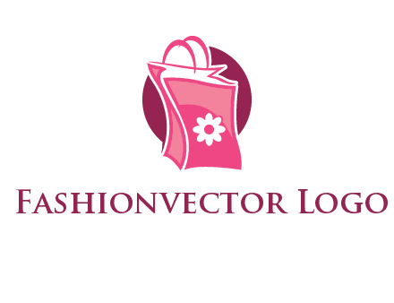 3D shopping bag in circle logo