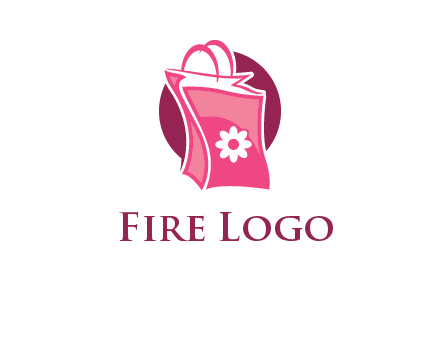 3D shopping bag in circle logo