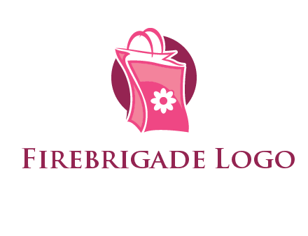 3D shopping bag in circle logo