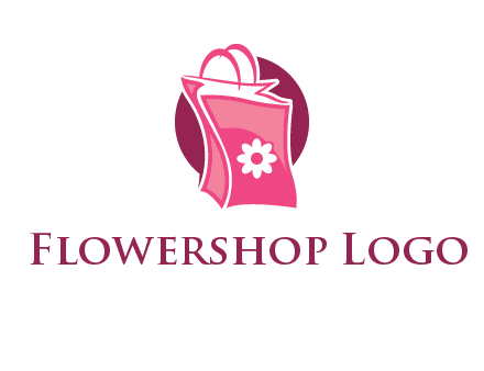 3D shopping bag in circle logo