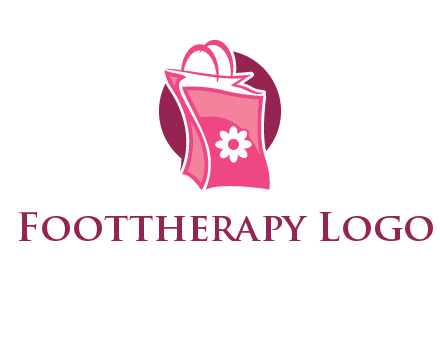 3D shopping bag in circle logo