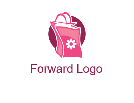 3D shopping bag in circle logo