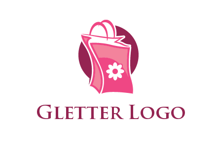 3D shopping bag in circle logo