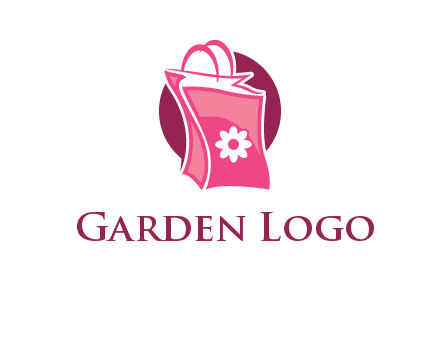 3D shopping bag in circle logo