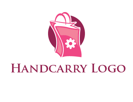 3D shopping bag in circle logo