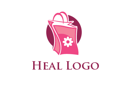 3D shopping bag in circle logo
