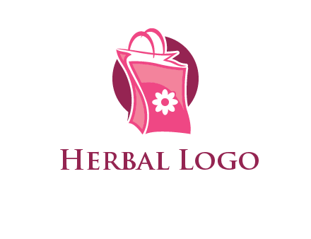 3D shopping bag in circle logo