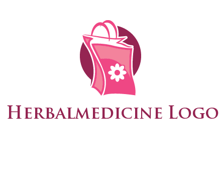 3D shopping bag in circle logo