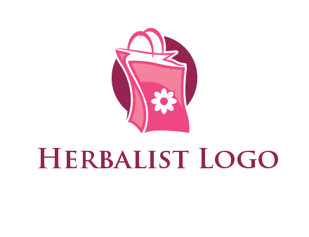 3D shopping bag in circle logo