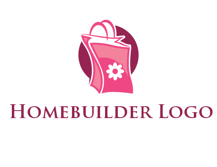 3D shopping bag in circle logo