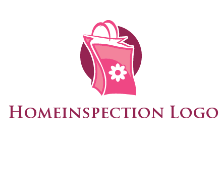 3D shopping bag in circle logo