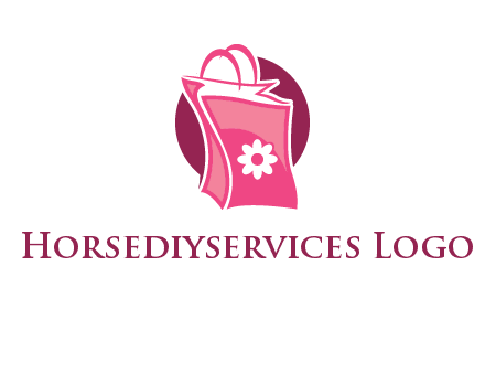 3D shopping bag in circle logo