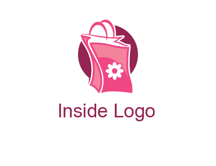 3D shopping bag in circle logo