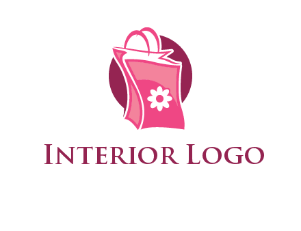 3D shopping bag in circle logo