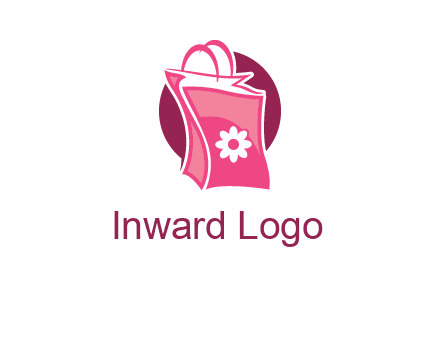 3D shopping bag in circle logo