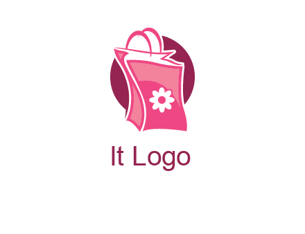 3D shopping bag in circle logo