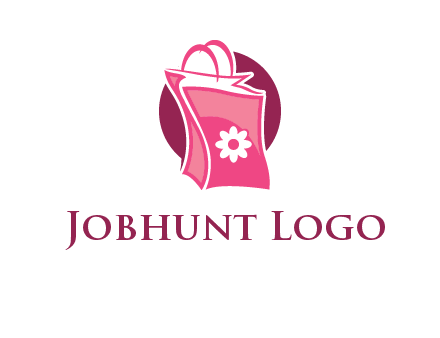 3D shopping bag in circle logo