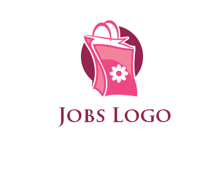 3D shopping bag in circle logo
