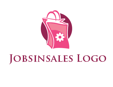 3D shopping bag in circle logo