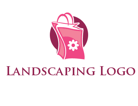 3D shopping bag in circle logo