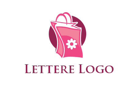 3D shopping bag in circle logo