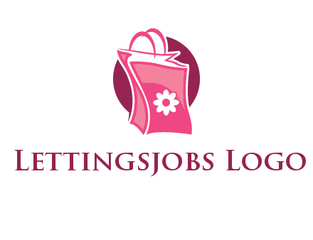 3D shopping bag in circle logo