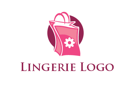 3D shopping bag in circle logo