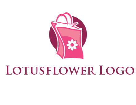 3D shopping bag in circle logo