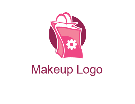 3D shopping bag in circle logo