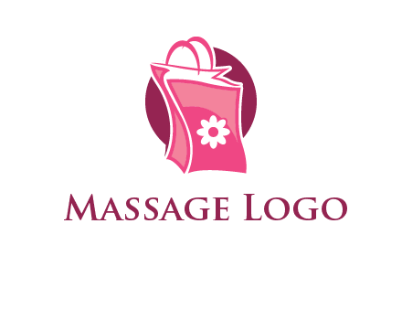3D shopping bag in circle logo
