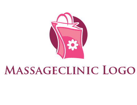 3D shopping bag in circle logo