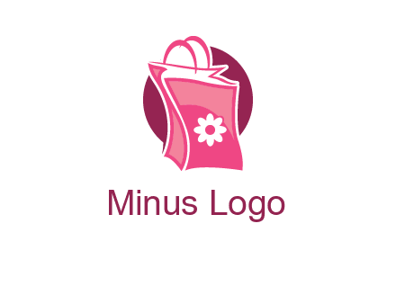 3D shopping bag in circle logo
