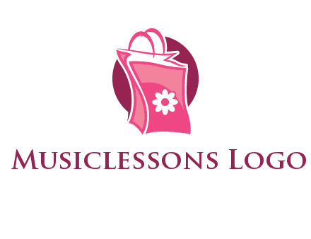 3D shopping bag in circle logo