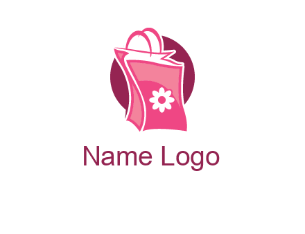 3D shopping bag in circle logo