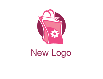 3D shopping bag in circle logo