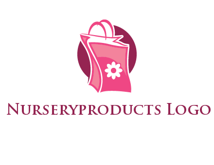 3D shopping bag in circle logo