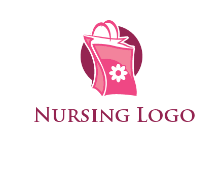 3D shopping bag in circle logo