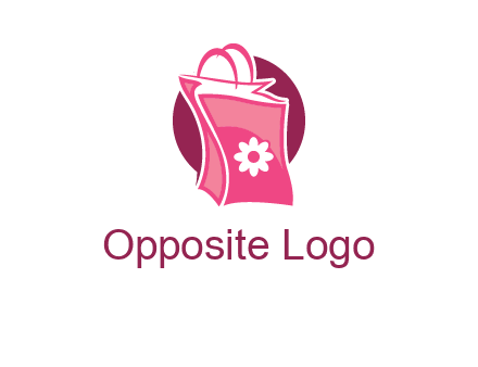 3D shopping bag in circle logo