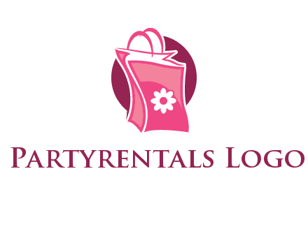 3D shopping bag in circle logo