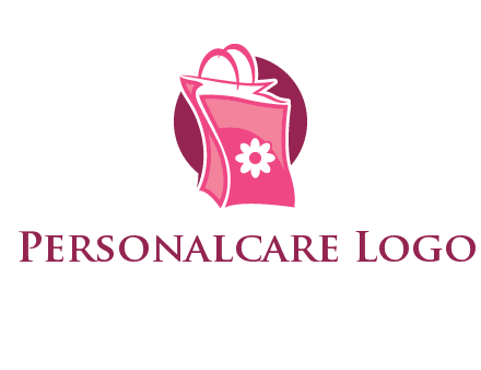 3D shopping bag in circle logo